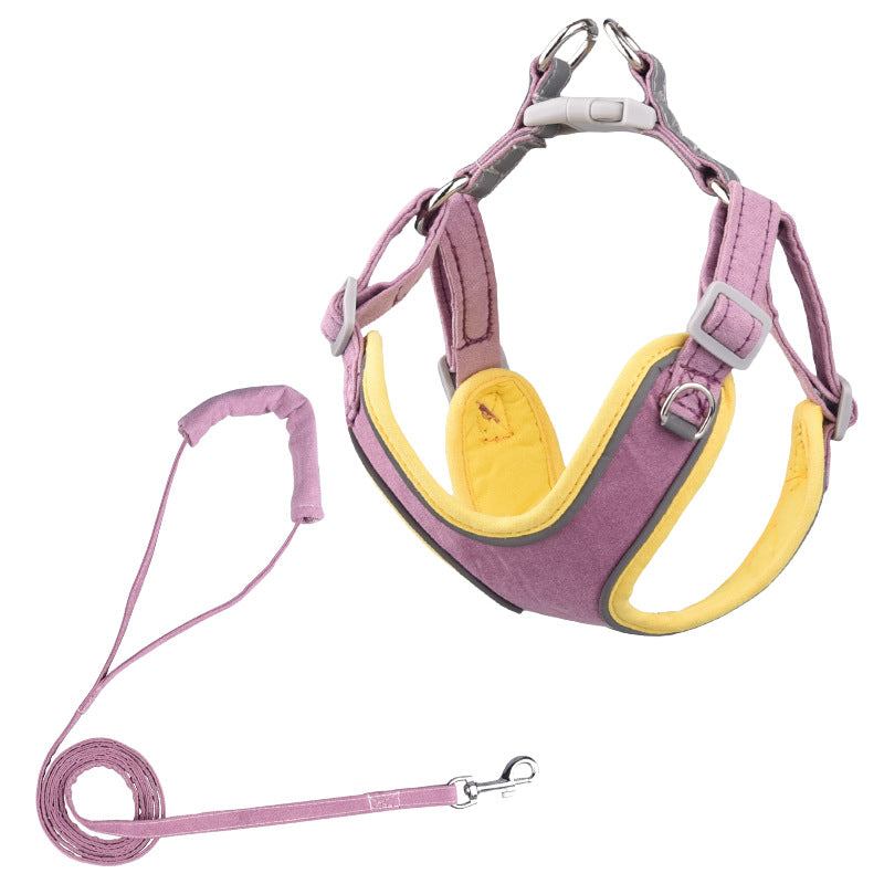 Suede Pet Chest Harness Vest Leash