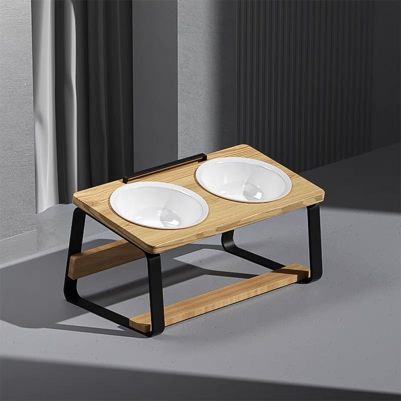 Ceramic Double Pet Bowl Water and Food Feeder Neck Protection