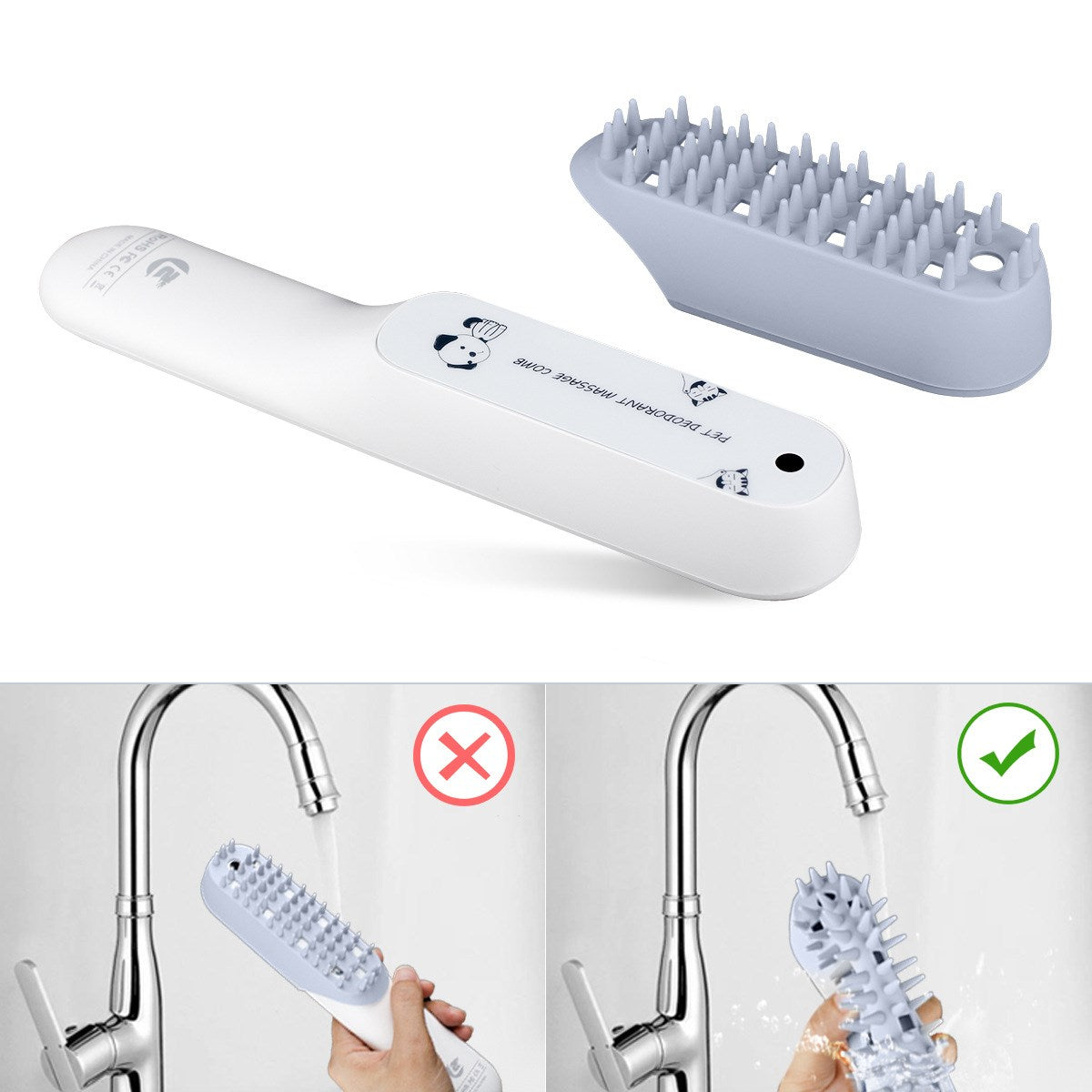 Pet Silicone Grooming Massage Brush Deodorant Sterilizing Comb
