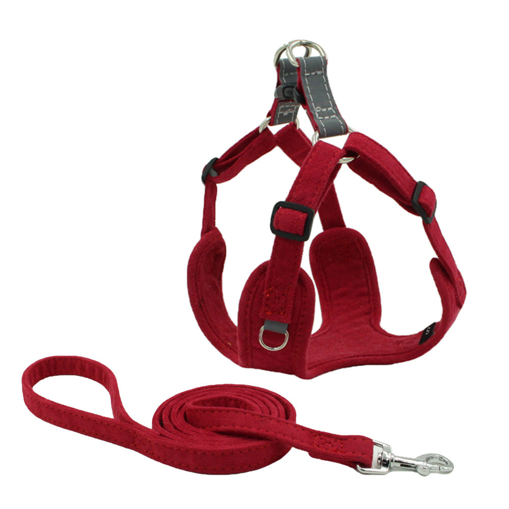 Suede Pet Chest Harness Vest Leash