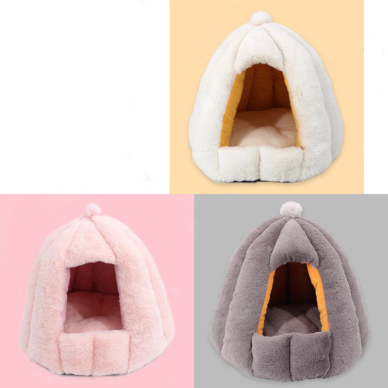 Deep Sleep Enclosed Plush Pet Bed Warm Cozy Nest