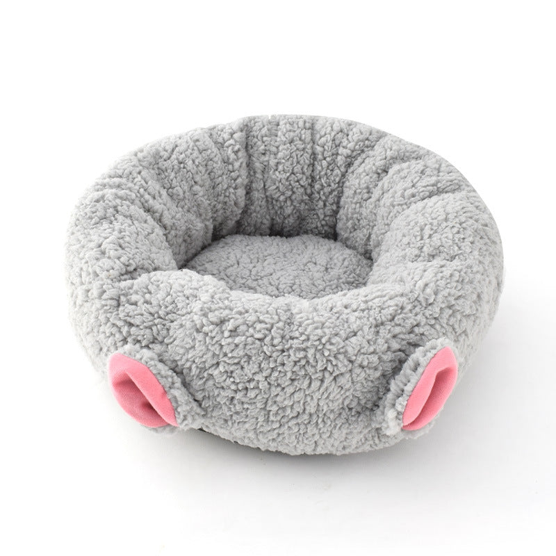 Lamb Wool Round Pet Bed Soft Cozy Deep Sleep Nest