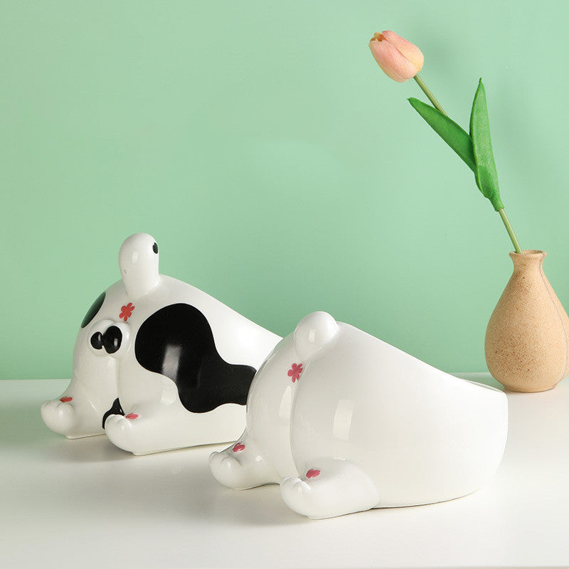 High-Foot Ceramic Pet Bowl Single-Mouth Food and Water Feeder