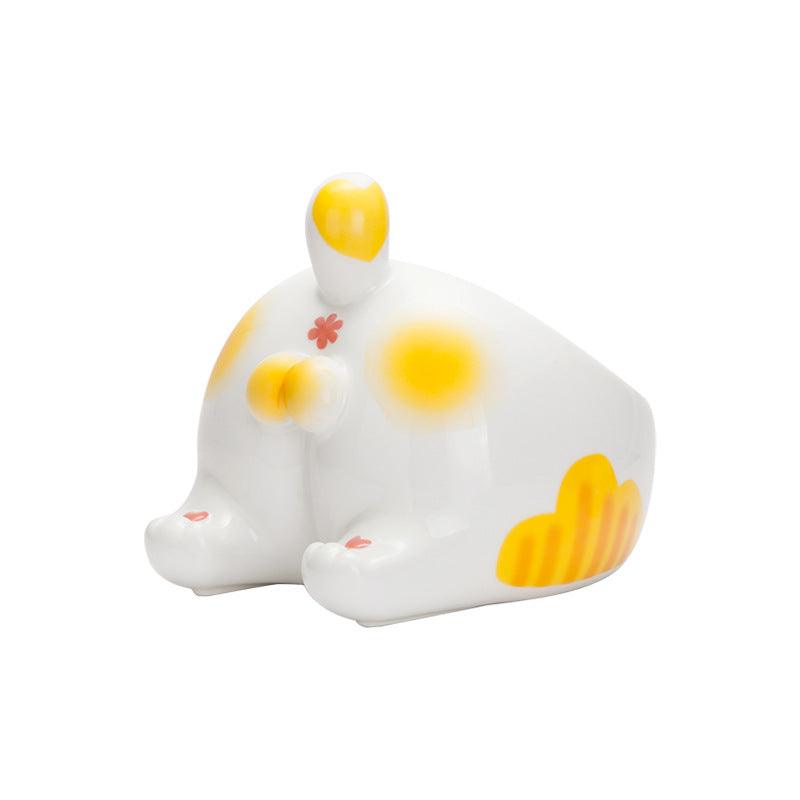 High-Foot Ceramic Pet Bowl Single-Mouth Food and Water Feeder