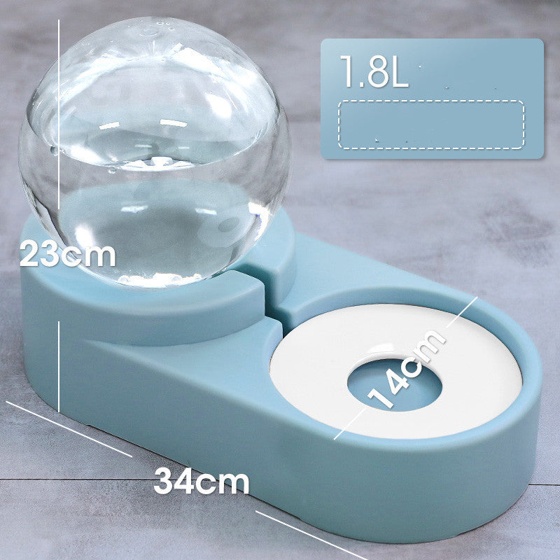 Automatic Bubble Pet Fountain 1.8L Water and Food Feeder