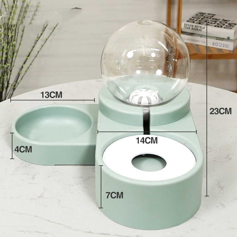 Automatic Bubble Pet Fountain 1.8L Water and Food Feeder