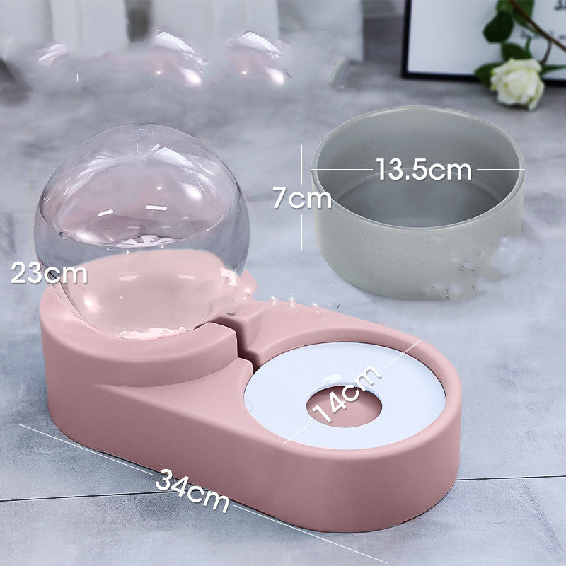 Automatic Bubble Pet Fountain 1.8L Water and Food Feeder