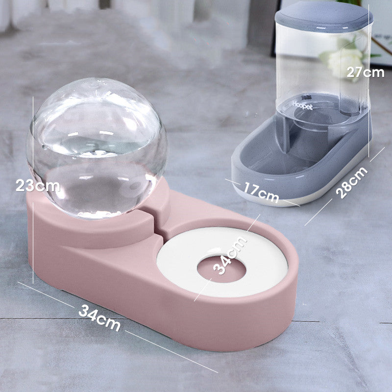Automatic Bubble Pet Fountain 1.8L Water and Food Feeder