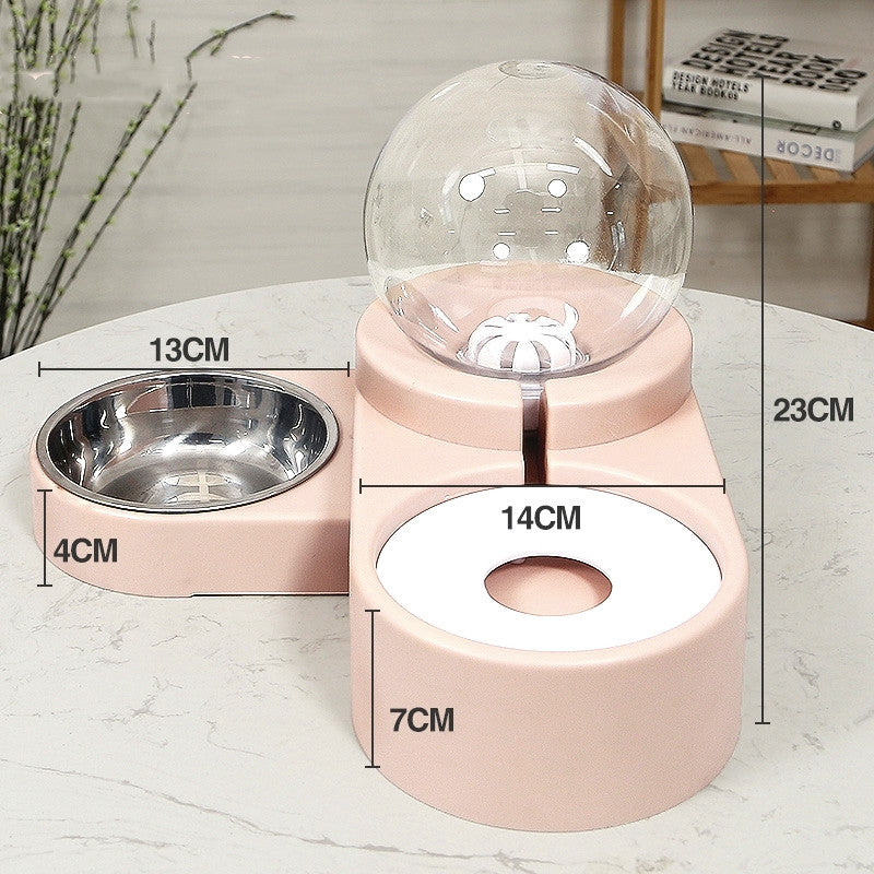 Automatic Bubble Pet Fountain 1.8L Water and Food Feeder