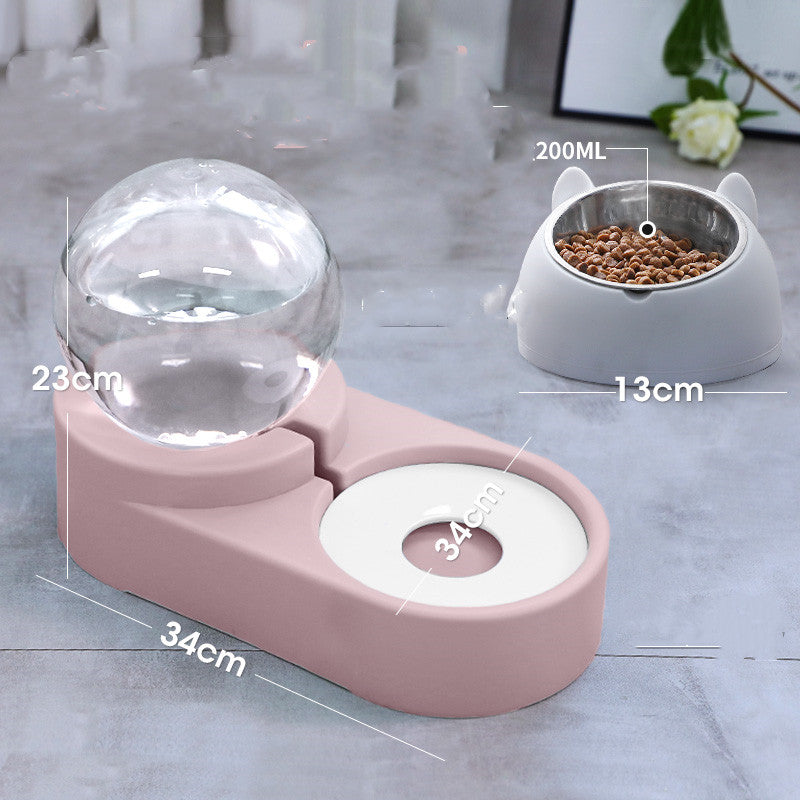 Automatic Bubble Pet Fountain 1.8L Water and Food Feeder