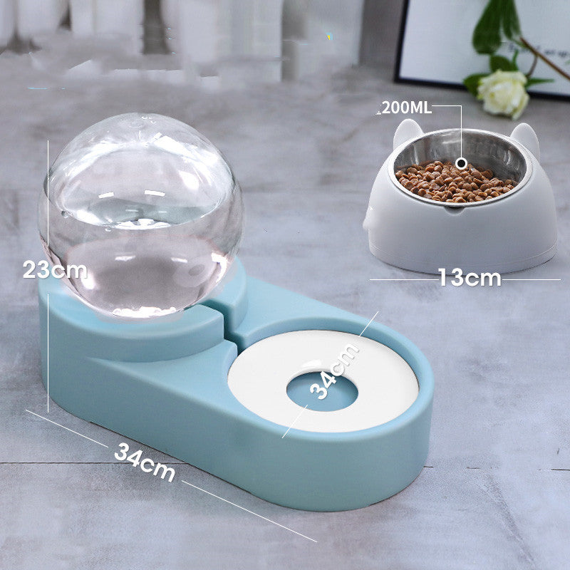 Automatic Bubble Pet Fountain 1.8L Water and Food Feeder