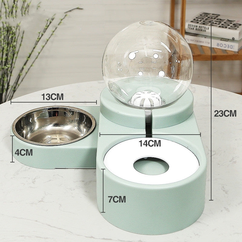 Automatic Bubble Pet Fountain 1.8L Water and Food Feeder