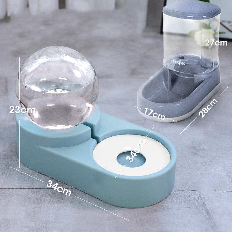Automatic Bubble Pet Fountain 1.8L Water and Food Feeder