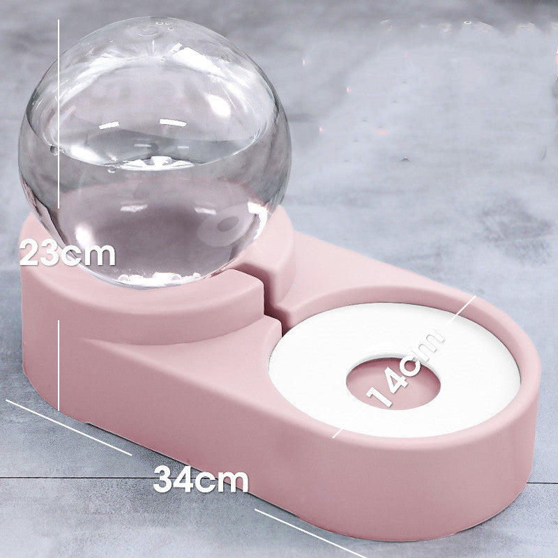 Automatic Bubble Pet Fountain 1.8L Water and Food Feeder