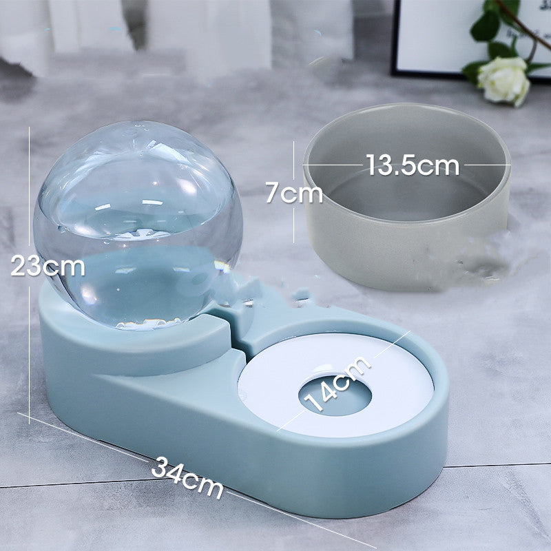Automatic Bubble Pet Fountain 1.8L Water and Food Feeder