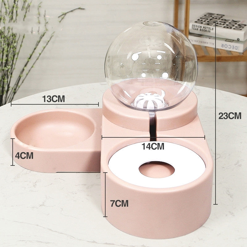 Automatic Bubble Pet Fountain 1.8L Water and Food Feeder