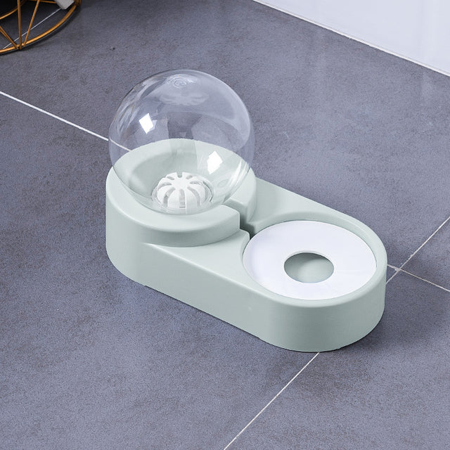 Automatic Bubble Pet Fountain 1.8L Water and Food Feeder