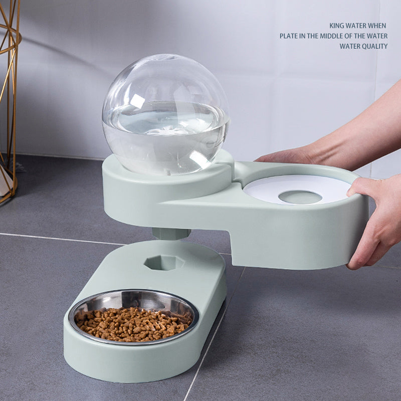Automatic Bubble Pet Fountain 1.8L Water and Food Feeder