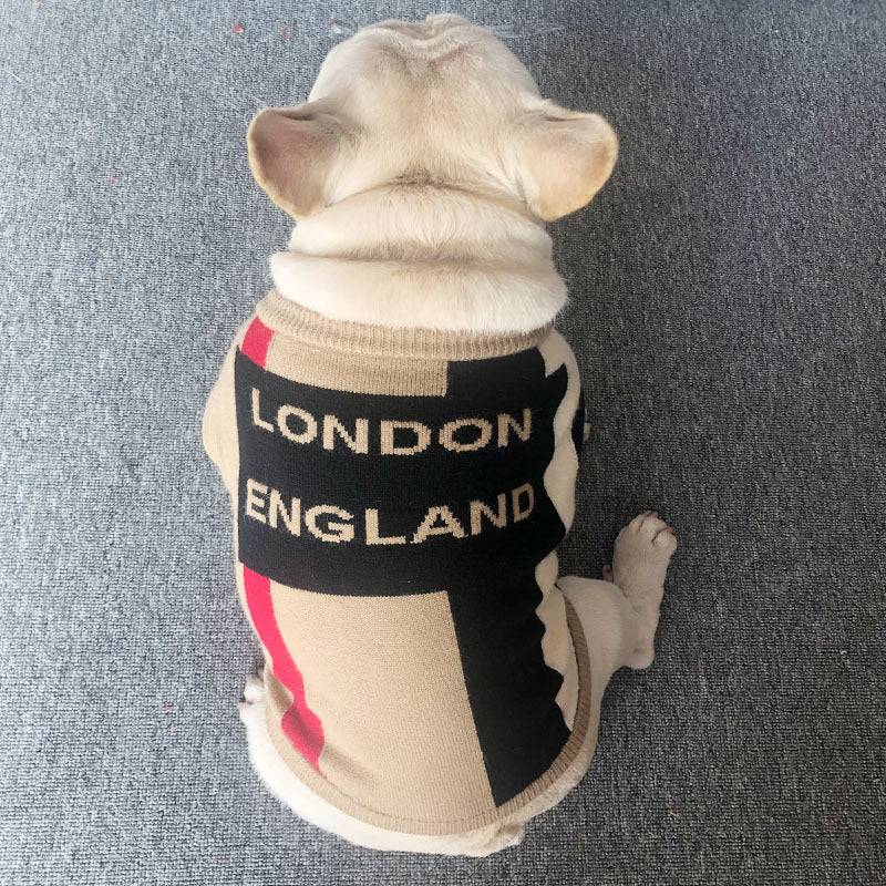 Crew Neck British Check Pet Sweater