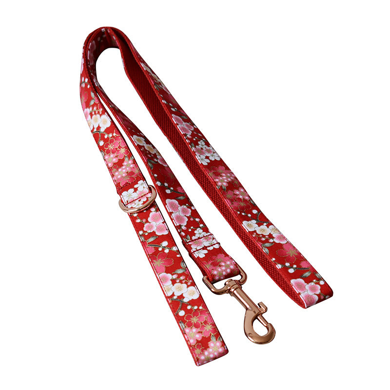 Red Floral Pet Pen And Leash Set