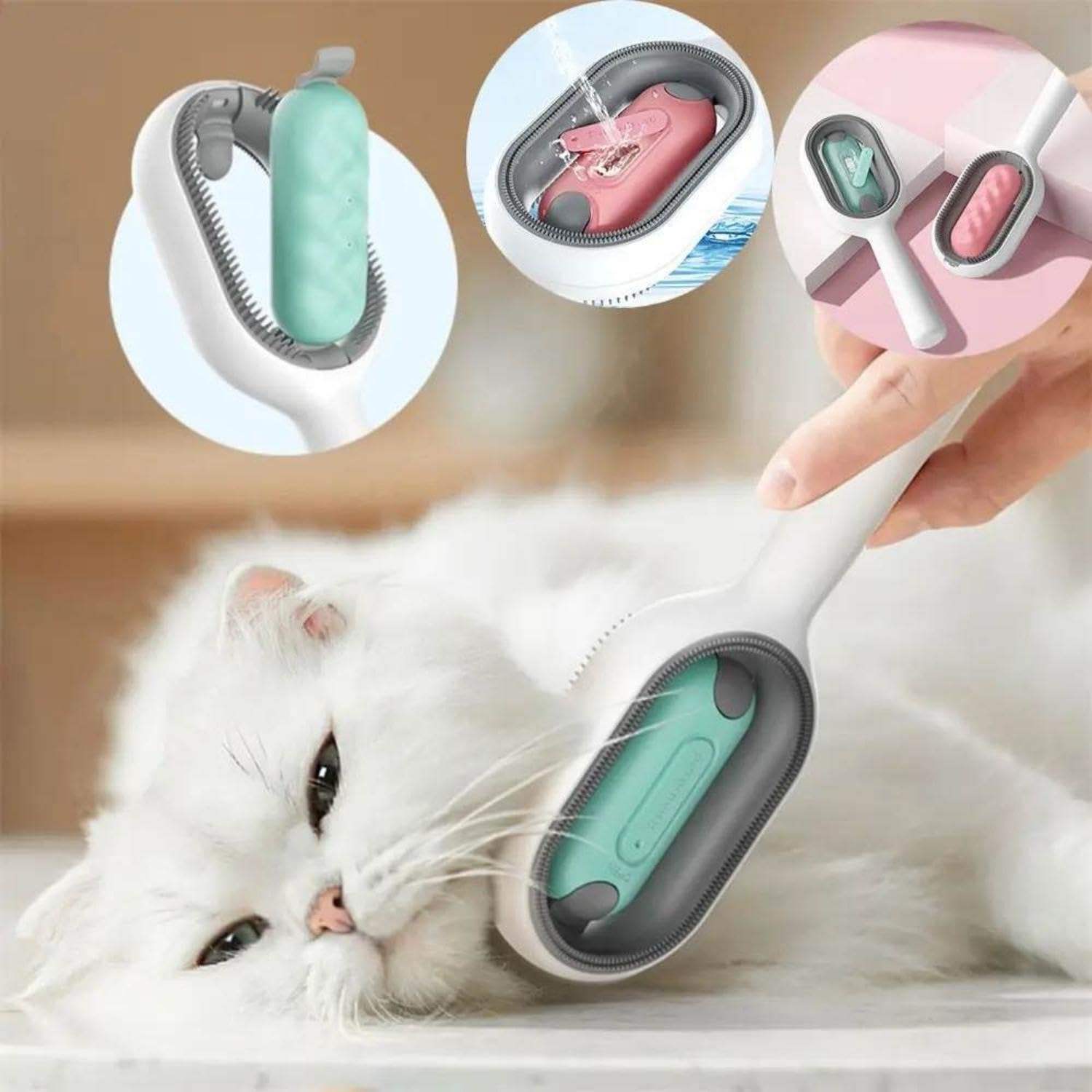 4-in-1 Pet Grooming Brush With Water Tank Hair Removal Comb