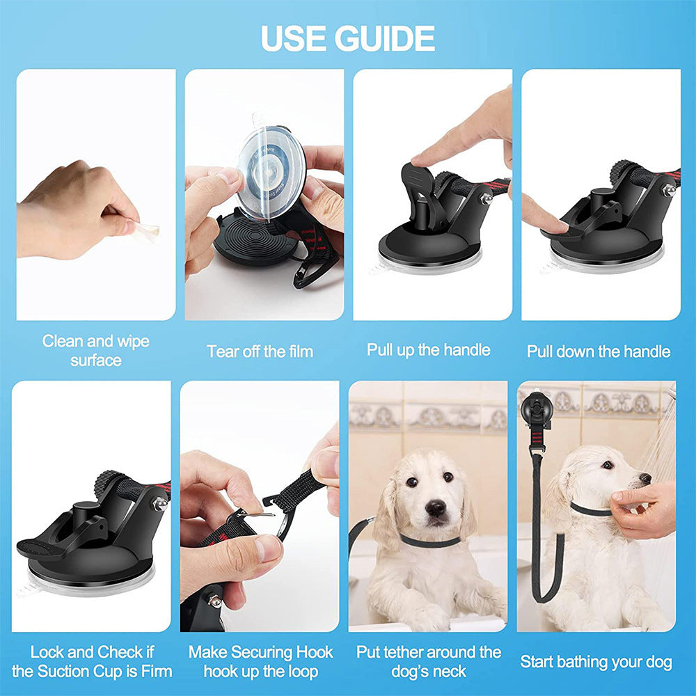 Pet Bathing Suction Cup Restraint Harness Anti-Grab Tool