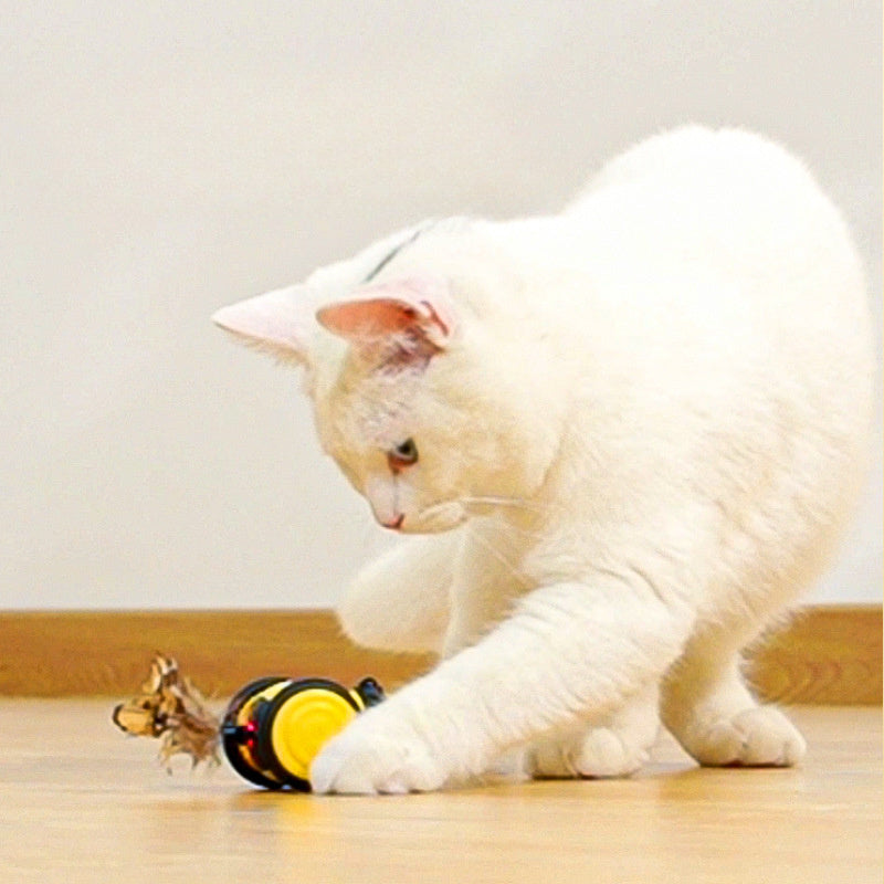 Electric Interactive Pet Toy Bee Running Moving Feather Teaser
