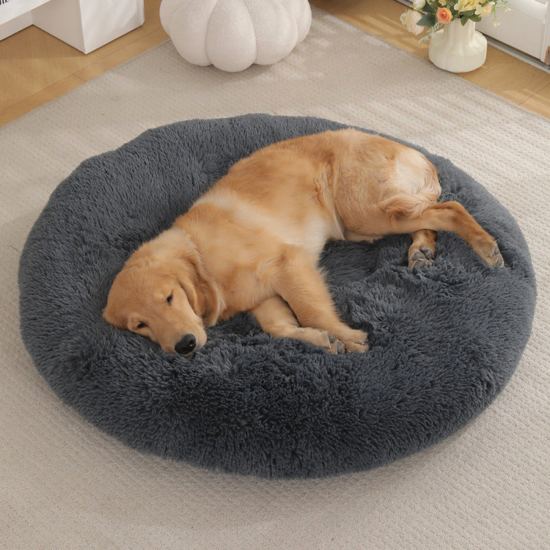 Round Plush Pet Bed Soft Warm Sleeping Mat for Pets