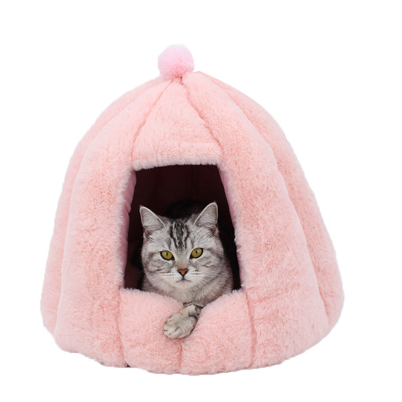 Deep Sleep Enclosed Plush Pet Bed Warm Cozy Nest