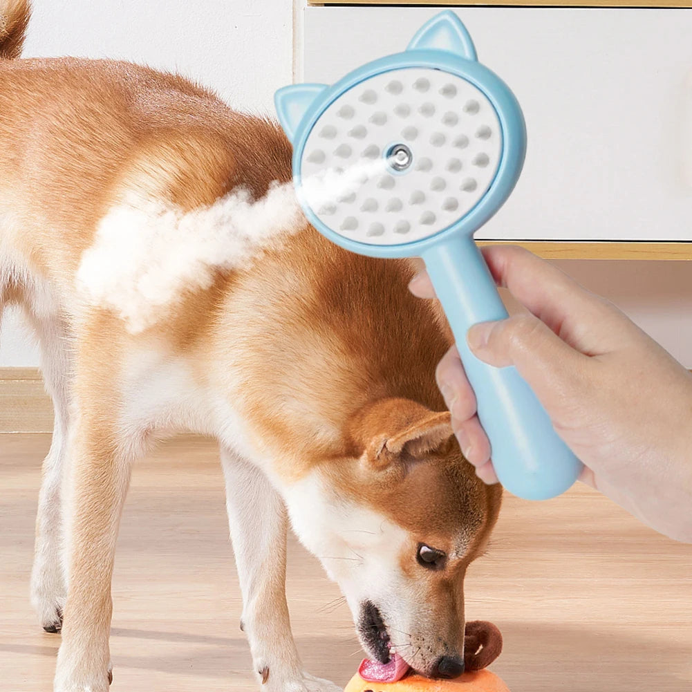 Rechargeable Self-Cleaning Pet Grooming Brush With Mist