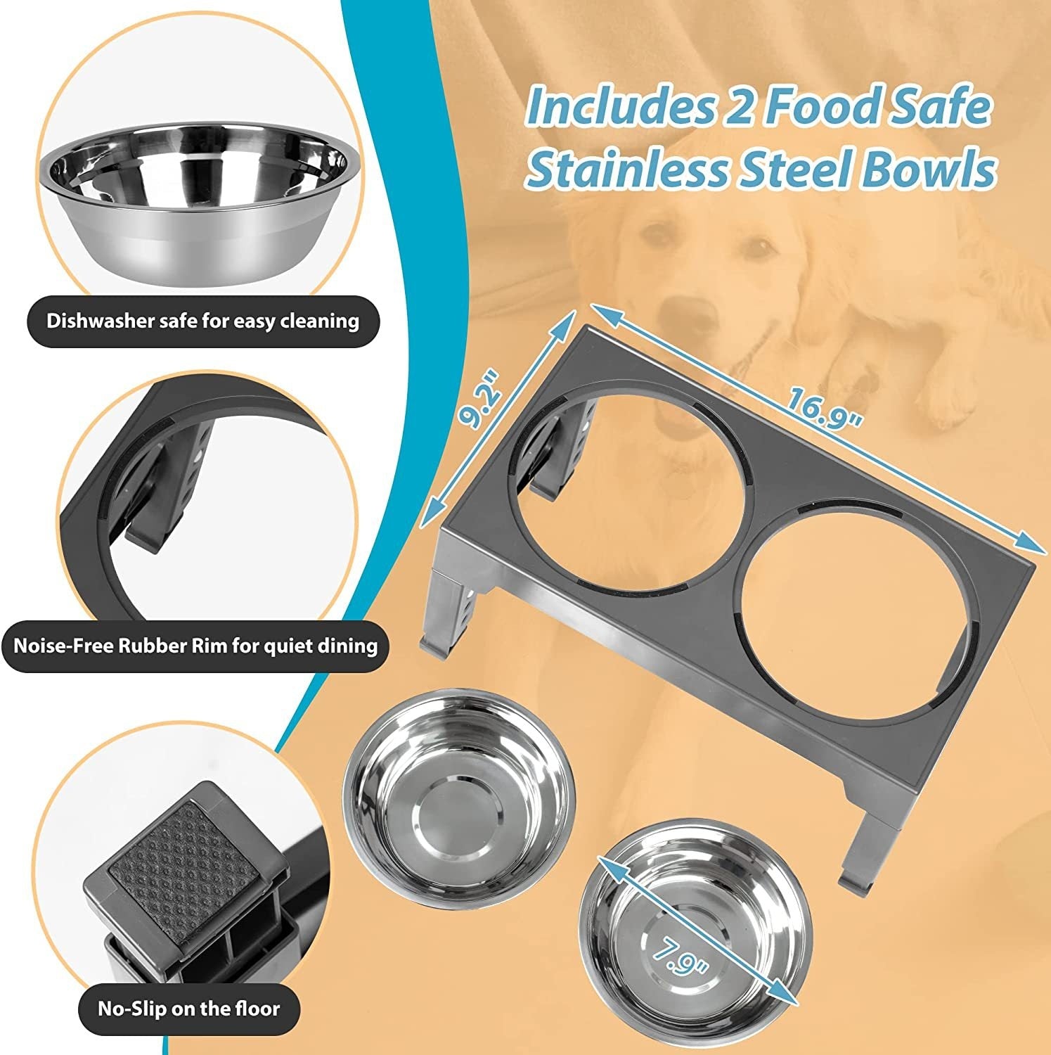 Slow Feeding Pet Bowl Elevated Rack Neck Protection Feeder
