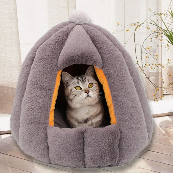 Deep Sleep Enclosed Plush Pet Bed Warm Cozy Nest