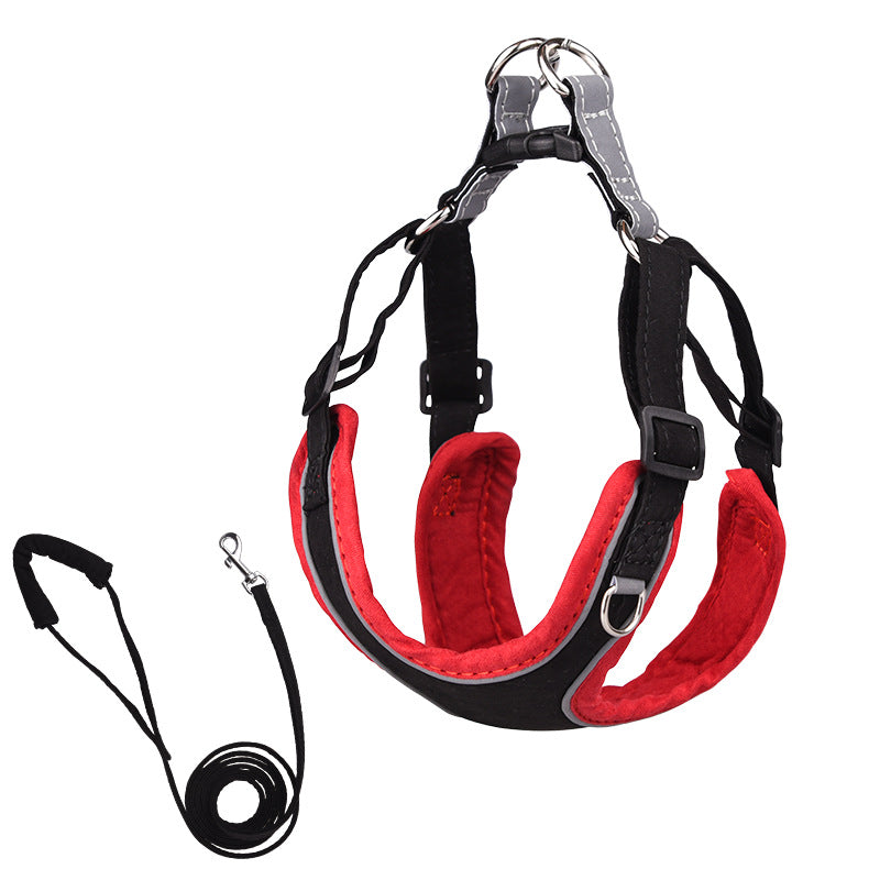 Suede Pet Chest Harness Vest Leash