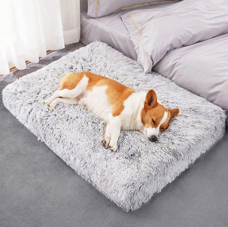 Plush Square Pet Bed Memory Foam Cozy Deep Sleep Sofa