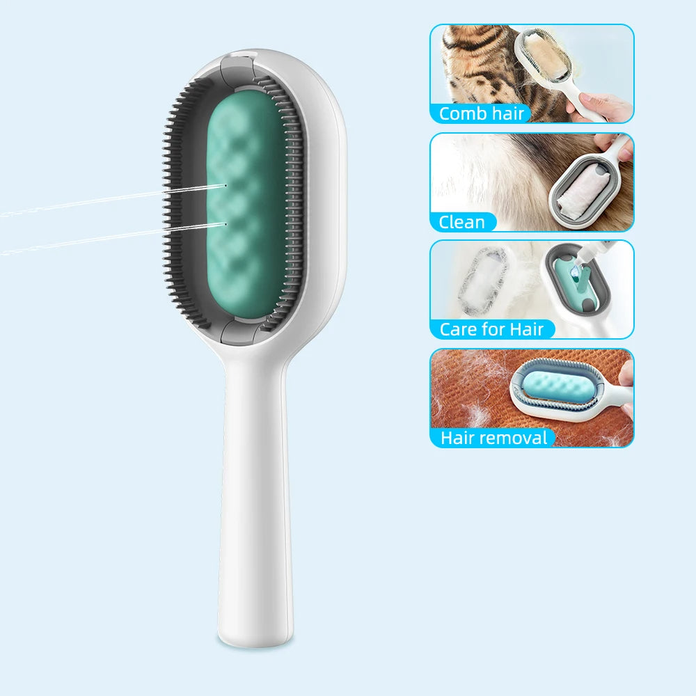 4-in-1 Pet Grooming Brush With Water Tank Hair Removal Comb
