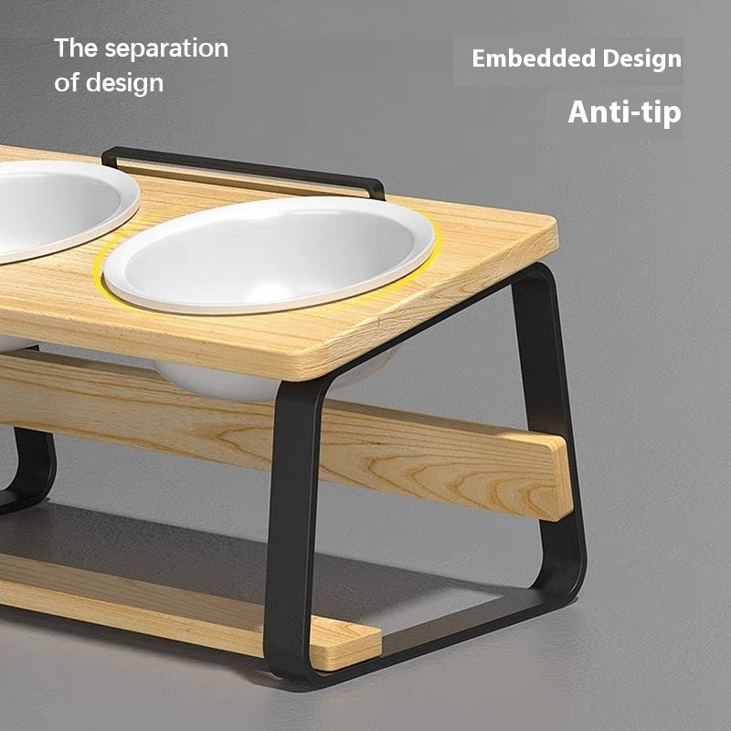 Ceramic Double Pet Bowl Water and Food Feeder Neck Protection