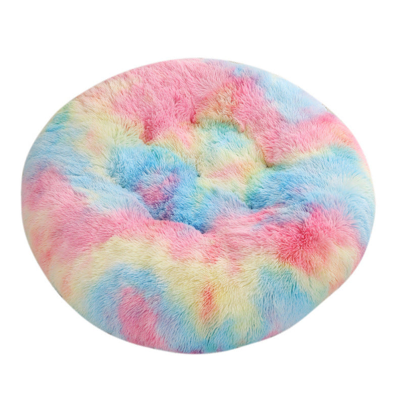 Round Plush Pet Bed Soft Warm Sleeping Mat for Pets