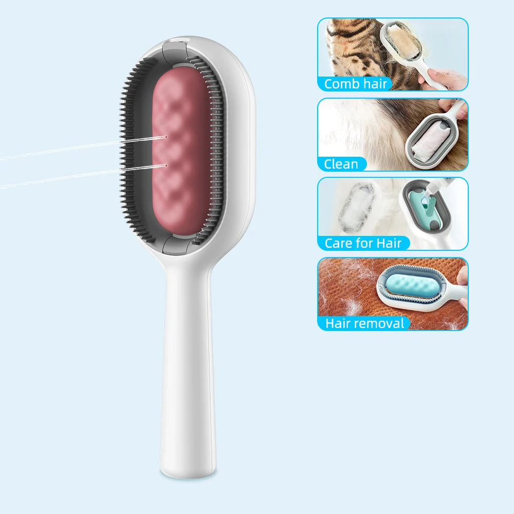 4-in-1 Pet Grooming Brush With Water Tank Hair Removal Comb