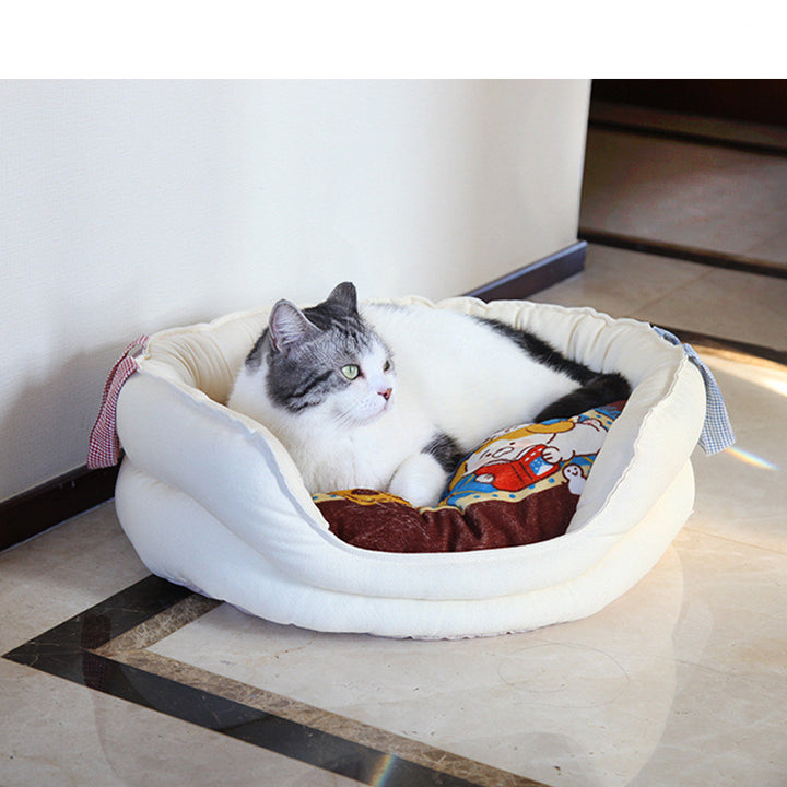 Winter Series Pet Bed Plush Cozy Deep Sleep Nest
