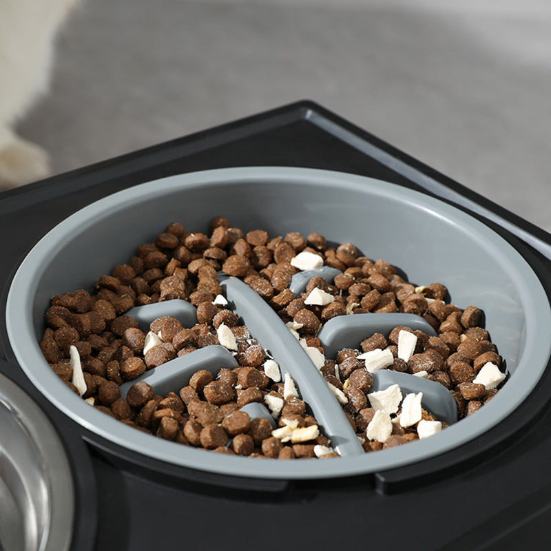 Adjustable Elevated Stainless Steel Pet Bowl Anti-Choke Slow Feeder