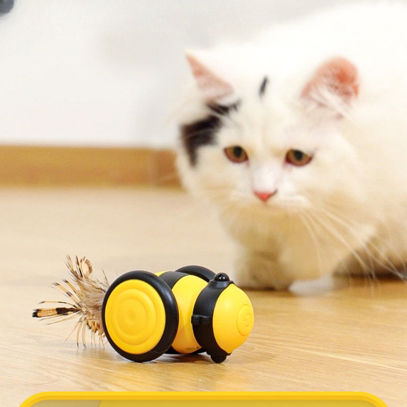 Electric Interactive Pet Toy Bee Running Moving Feather Teaser
