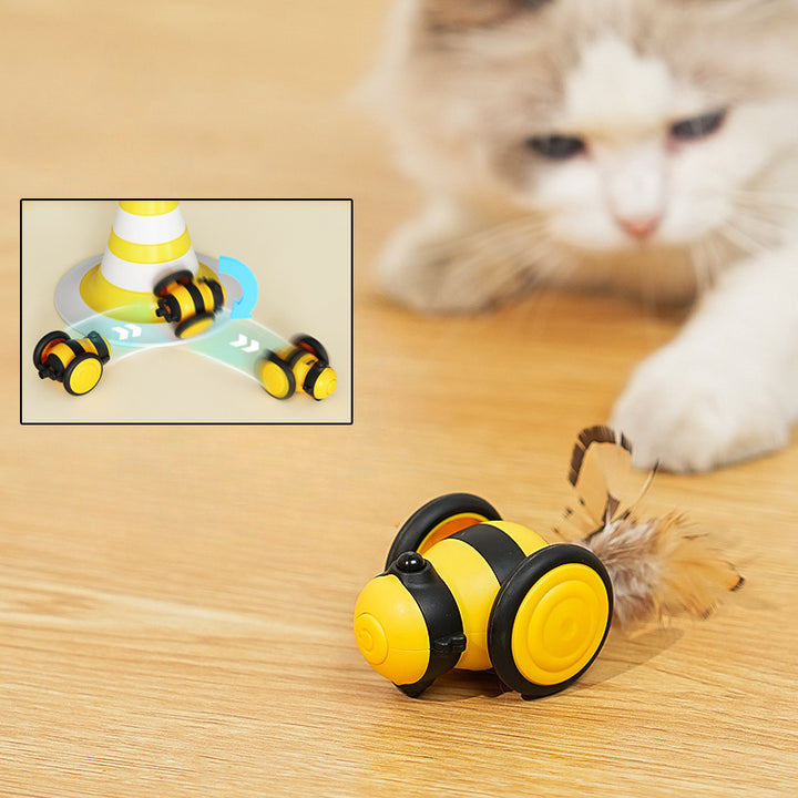 Electric Interactive Pet Toy Bee Running Moving Feather Teaser