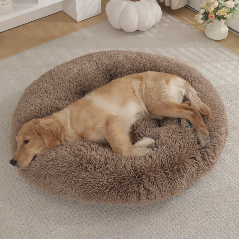 Round Plush Pet Bed Soft Warm Sleeping Mat for Pets