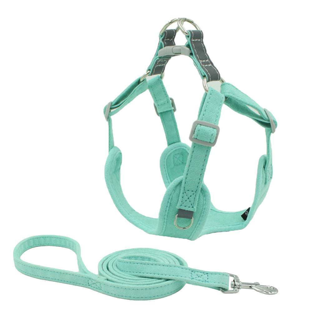 Suede Pet Chest Harness Vest Leash