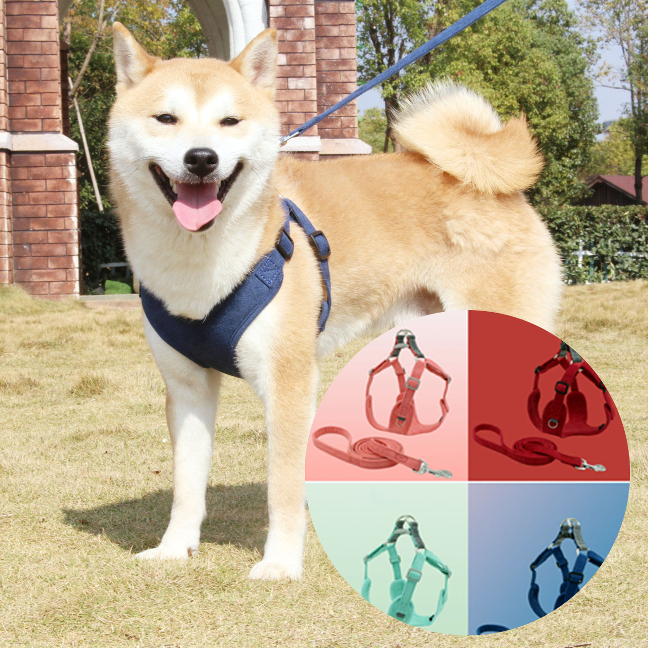 Suede Pet Chest Harness Vest Leash