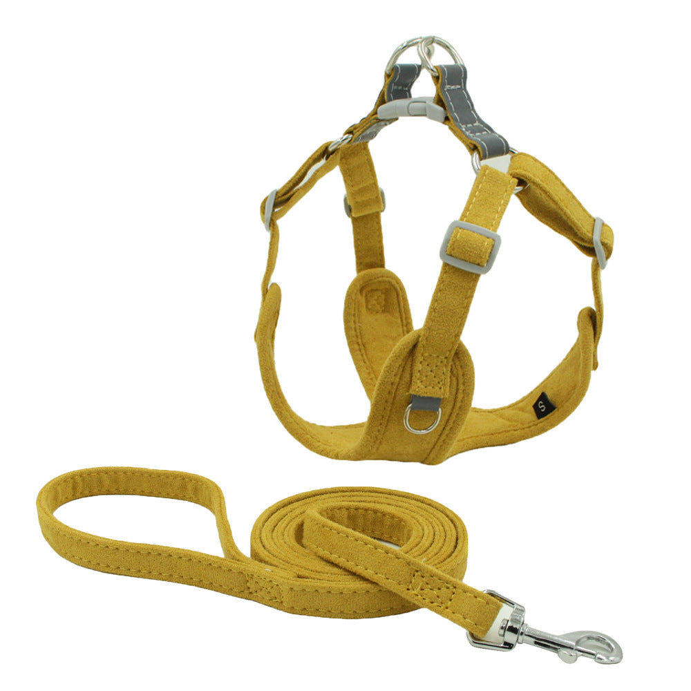 Suede Pet Chest Harness Vest Leash