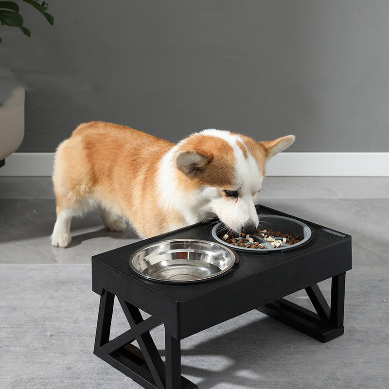 Adjustable Elevated Stainless Steel Pet Bowl Anti-Choke Slow Feeder
