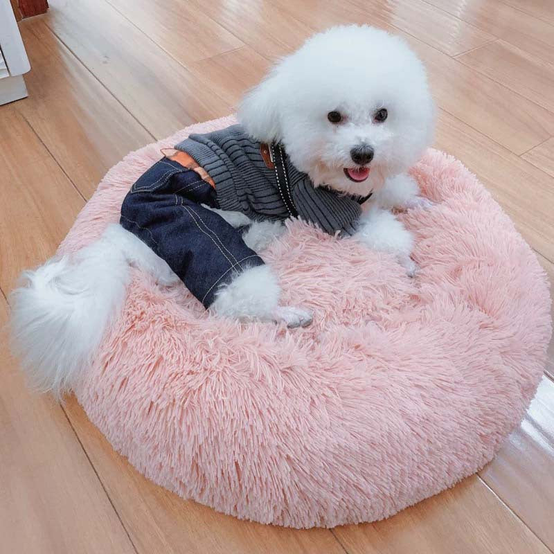 Pet Plush Round Bed Thickened Warm Cozy Sleep Nest for Winter