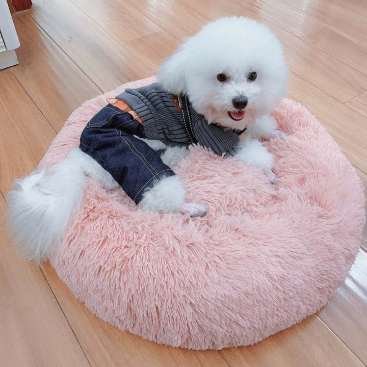 Pet Plush Round Bed Thickened Warm Cozy Sleep Nest for Winter