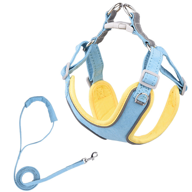 Suede Pet Chest Harness Vest Leash
